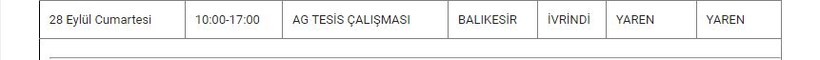 İvrindi ve Mahallelerinde Elektrik Kesintisi İvrindi ve Mahallelerinde Elektrik Kesintisi