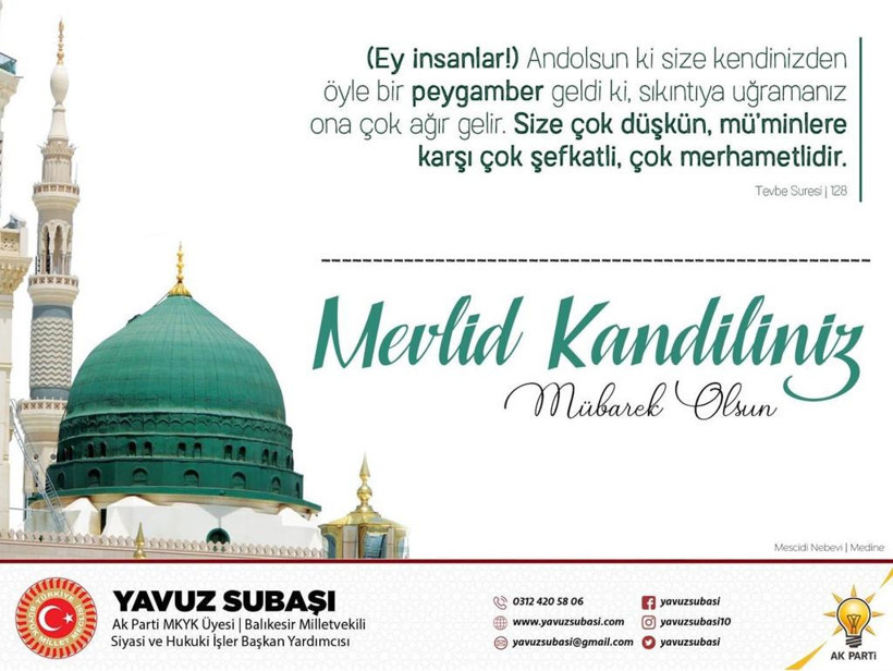 YAVUZ SUBAŞI KANDİL MESAJI YAYINLADI - 1. resim