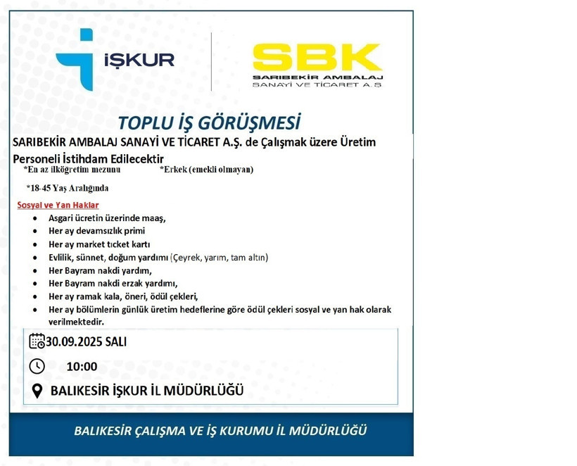 Balıkesir’de İş Arayanlara Müjde: Bu Alanlarda Boşluk Var - 2. resim