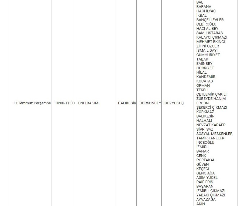 Dursunbey ve Mahallelerinde Elektrik Kesintisi Dursunbey ve Mahallelerinde Elektrik Kesintisi
