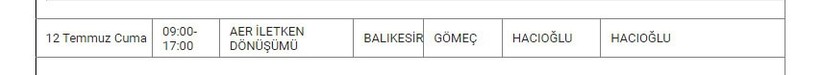 Gömeç ve Mahallelerinde Elektrik Kesintisi Gömeç ve Mahallelerinde Elektrik Kesintisi