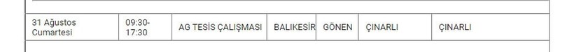 Gönen ve Mahallelerinde Elektrik Kesintisi Gönen ve Mahallelerinde Elektrik Kesintisi