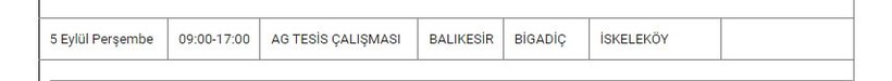 Bigadiç ve Mahallelerinde Elektrik Kesintisi Bigadiç ve Mahallelerinde Elektrik Kesintisi