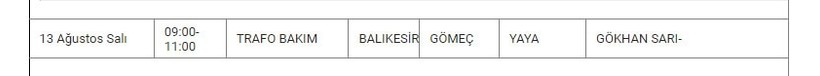 Gömeç ve Mahallelerinde Elektrik Kesintisi