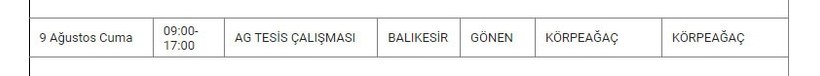 Gönen ve Mahallelerinde Elektrik Kesintisi Gönen ve Mahallelerinde Elektrik Kesintisi