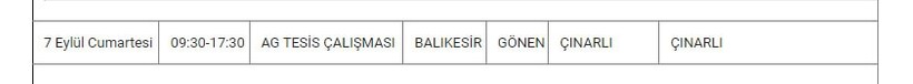 Gönen ve Mahallelerinde Elektrik Kesintisi Gönen ve Mahallelerinde Elektrik Kesintisi