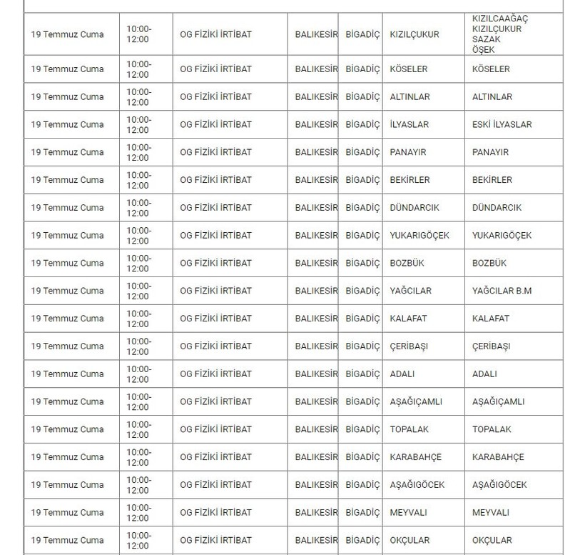 Bigadiç ve Mahallelerinde Elektrik Kesintisi Bigadiç ve Mahallelerinde Elektrik Kesintisi