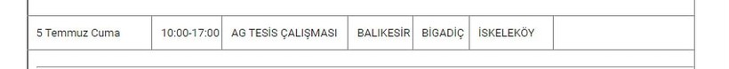 ilçelerde elektirik kesintisi Balıkesir'in Bigadiç ilçesinde de kesinti var