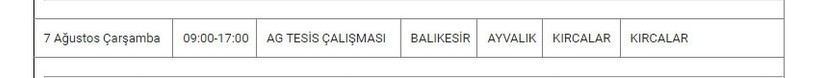 Ayvalık Elektrik Kesintisi Ayvalık Elektrik Kesintisi