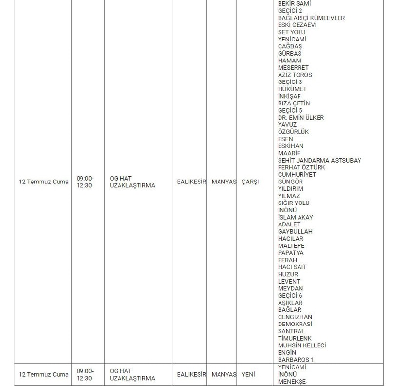 Manyas ve Mahallelerinde Elektrik Kesintisi Manyas ve Mahallelerinde Elektrik Kesintisi