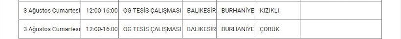 Burhaniye ve Mahallelerinde Elektrik Kesintisi Burhaniye ve Mahallelerinde Elektrik Kesintisi