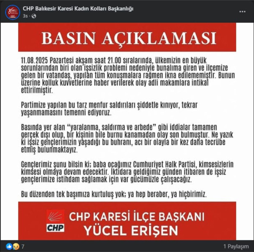 CHP Karesi İlçe Başkanlığı’nda Kesici Aletle Gergin Anlar - Resim: 2
