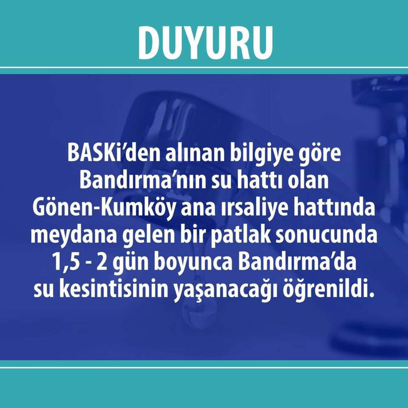 İKİ GÜN SULAR KESİLECEK! - 1. resim