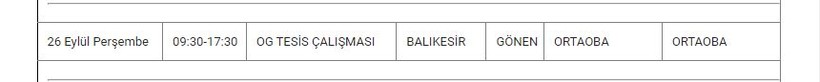 Gönen ve Mahallelerinde Elektrik Kesintisi Gönen ve Mahallelerinde Elektrik Kesintisi