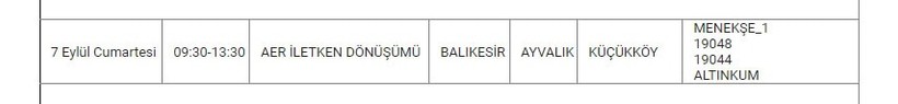 Ayvalık ve Mahallelerinde Elektrik Kesintisi Ayvalık ve Mahallelerinde Elektrik Kesintisi