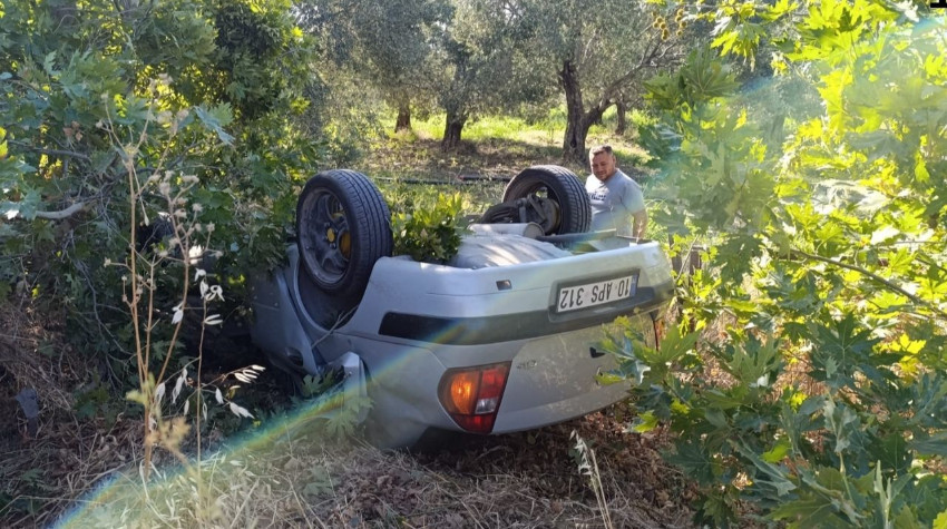 Havran’da Otomobil Zeytin Tarlasına Uçtu: 1 Yaralı