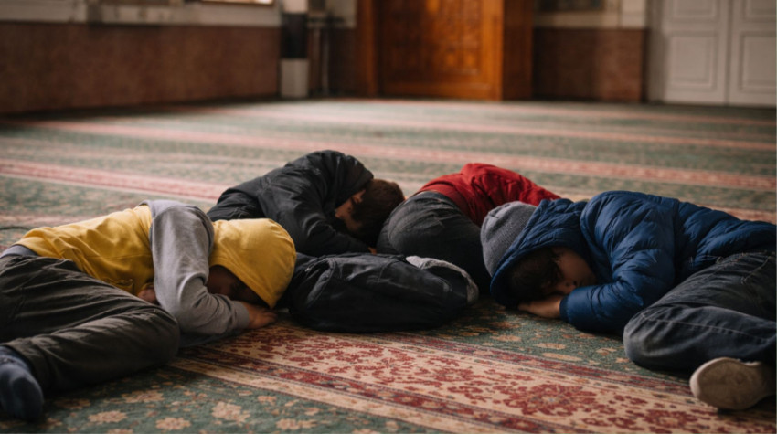 4 Çocuk Camiye Sığındı Uyuyup Kaldılar