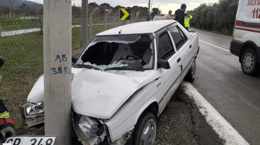 Havran’da Otomobil Aydınlatma Direğine Çarptı: 1 Yaralı