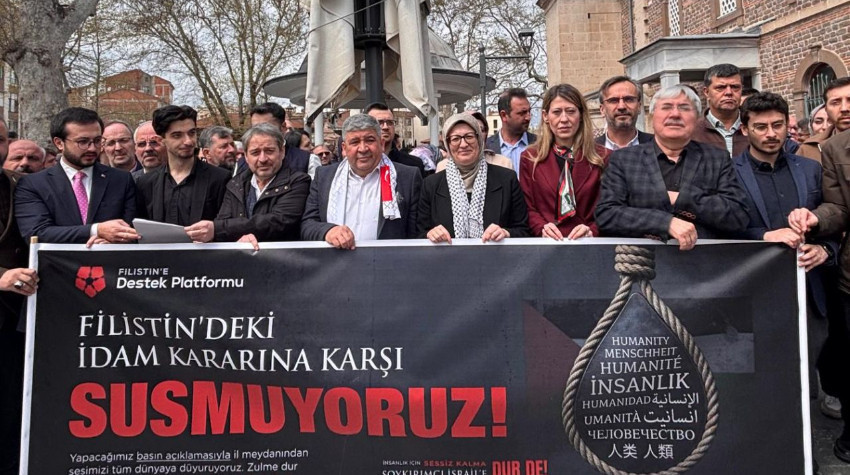 Balıkesir'de İsrail'in Filistinli esirlere yönelik "idam yasası" protesto edildi