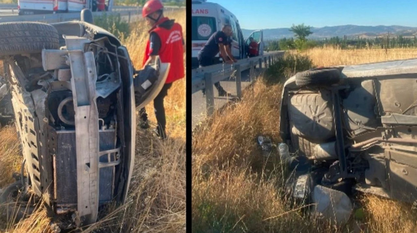 Bigadiç'te Araç Şarampole Uçtu; 2 Yaralı